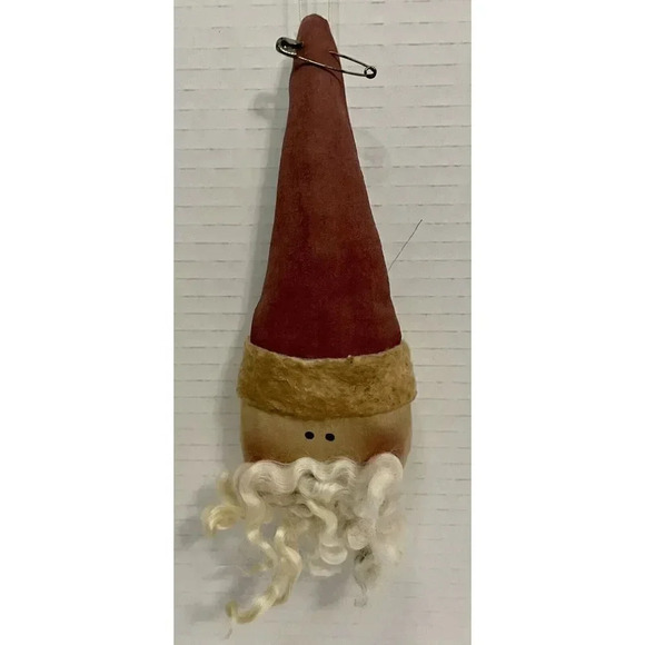 Santa Claus With Long Hat & Scraggly Beard Plush Christmas‎ Ornament 7 Inches - Picture 1 of 3